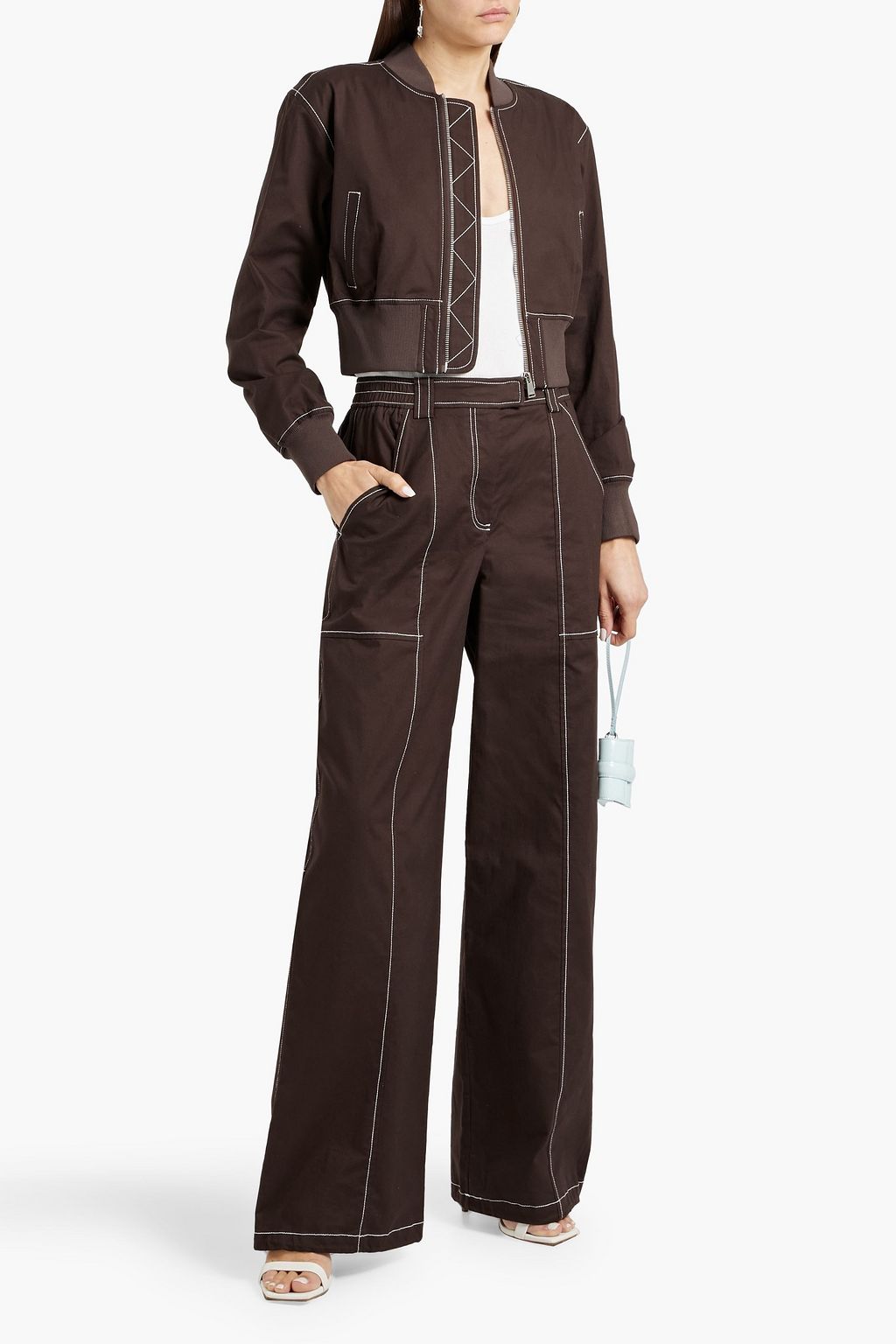 SIMKHAI Lorenzo cropped cotton-blend bomber jacket