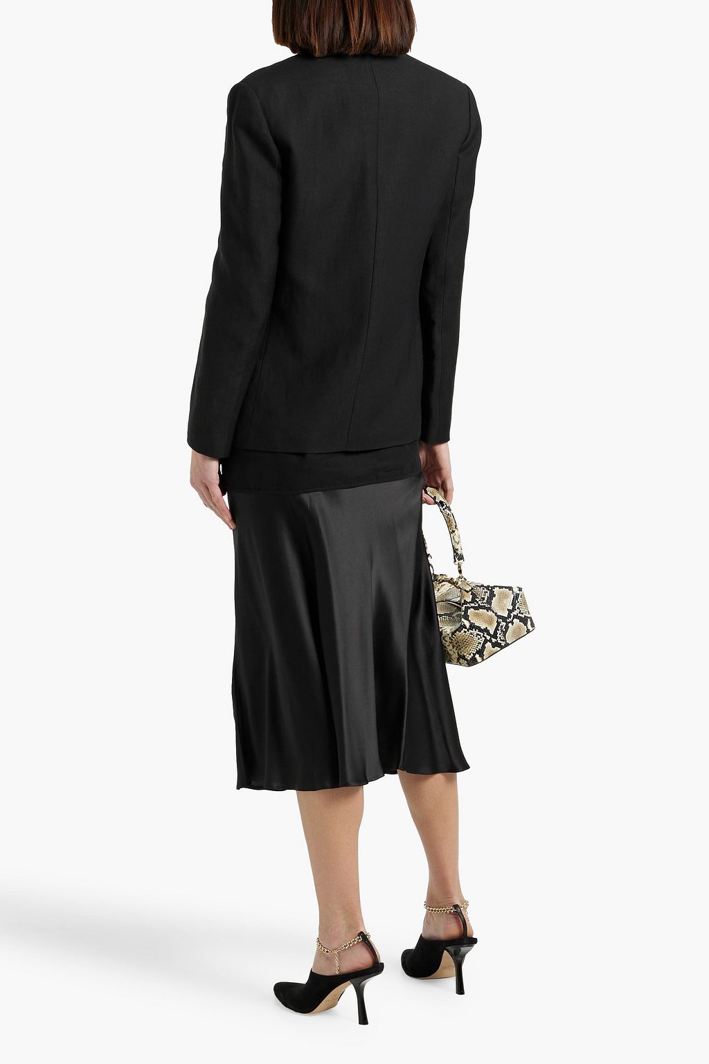 BRUNELLO CUCINELLI Bead-embellished layered twill and chiffon blazer