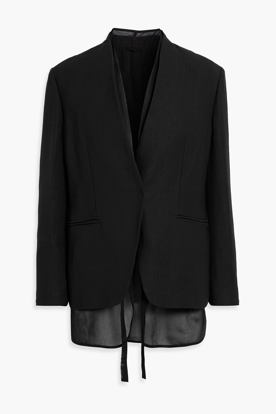 Brunello Cucinelli Bead-embellished Layered Twill And Chiffon Blazer In Black