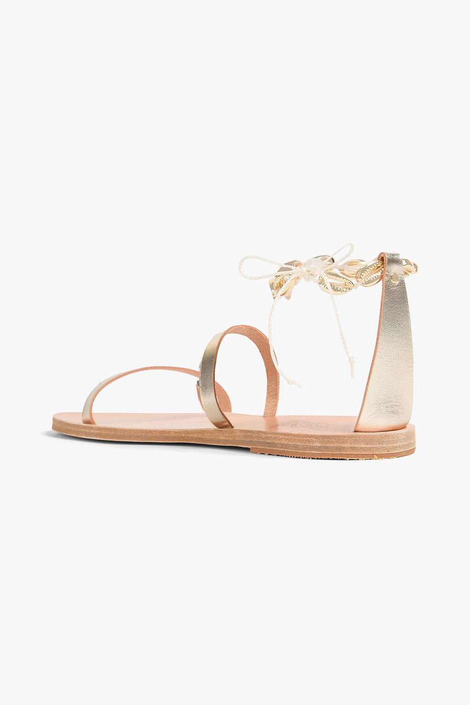 ANCIENT GREEK SANDALS SMIRNI EMBELLISHED METALLIC LEATHER SANDALS