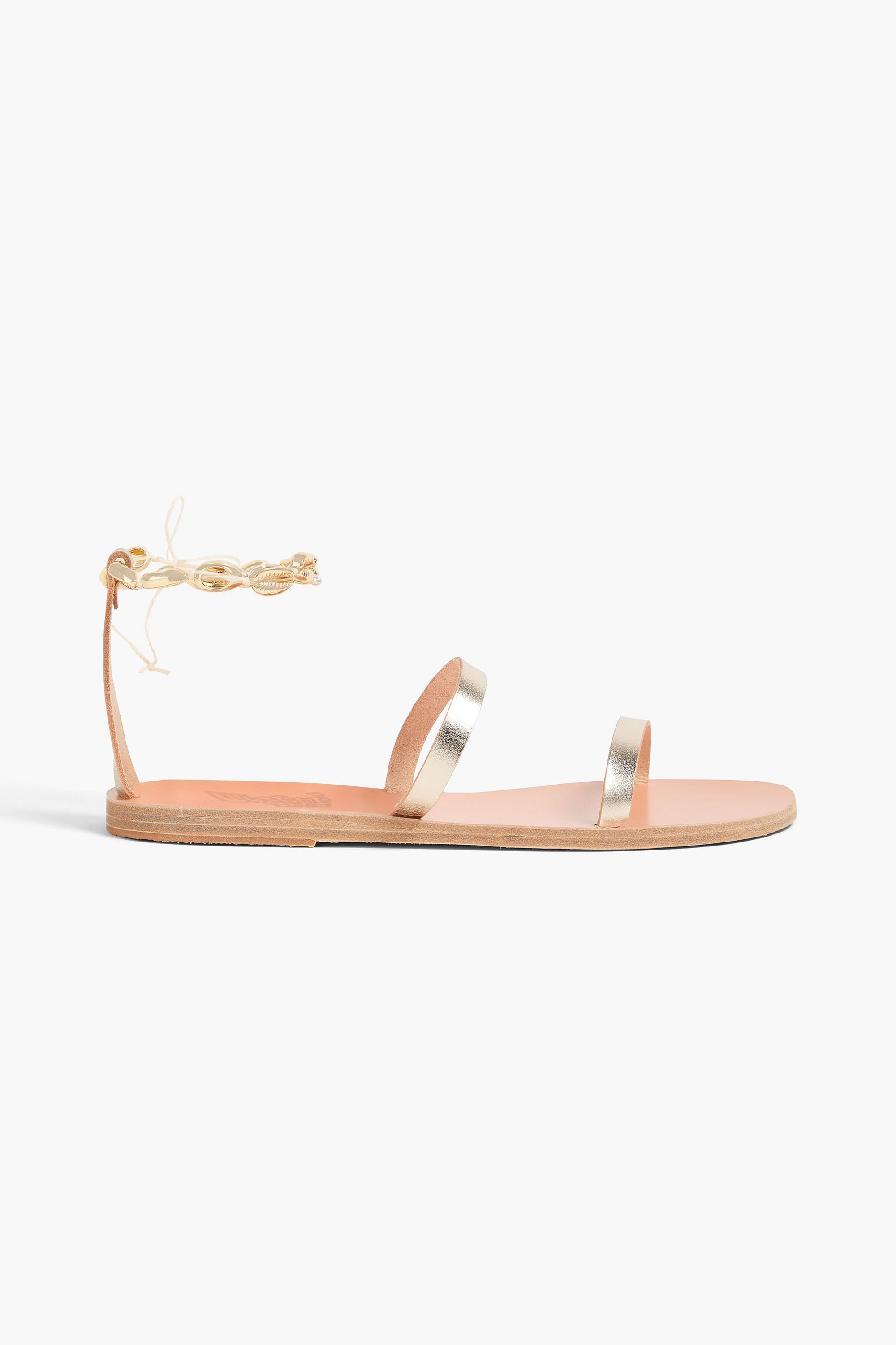 Ancient Greek Sandals Smirni embellished metallic leather sandals