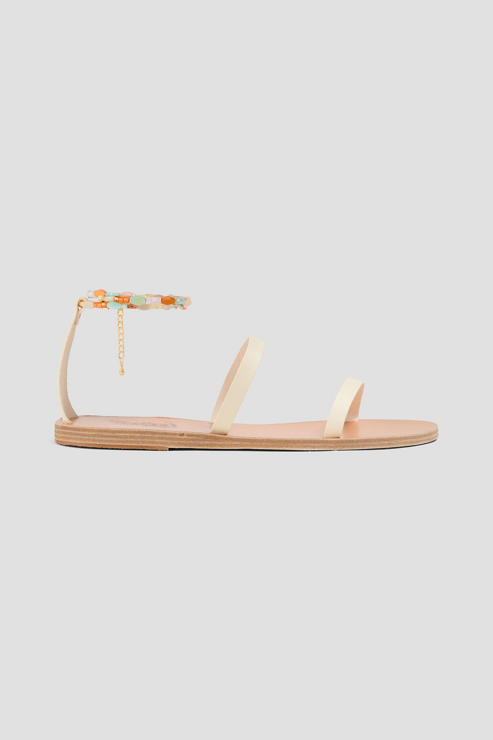 Ancient Greek Sandals Smirni Embellished Leather Sandals In White