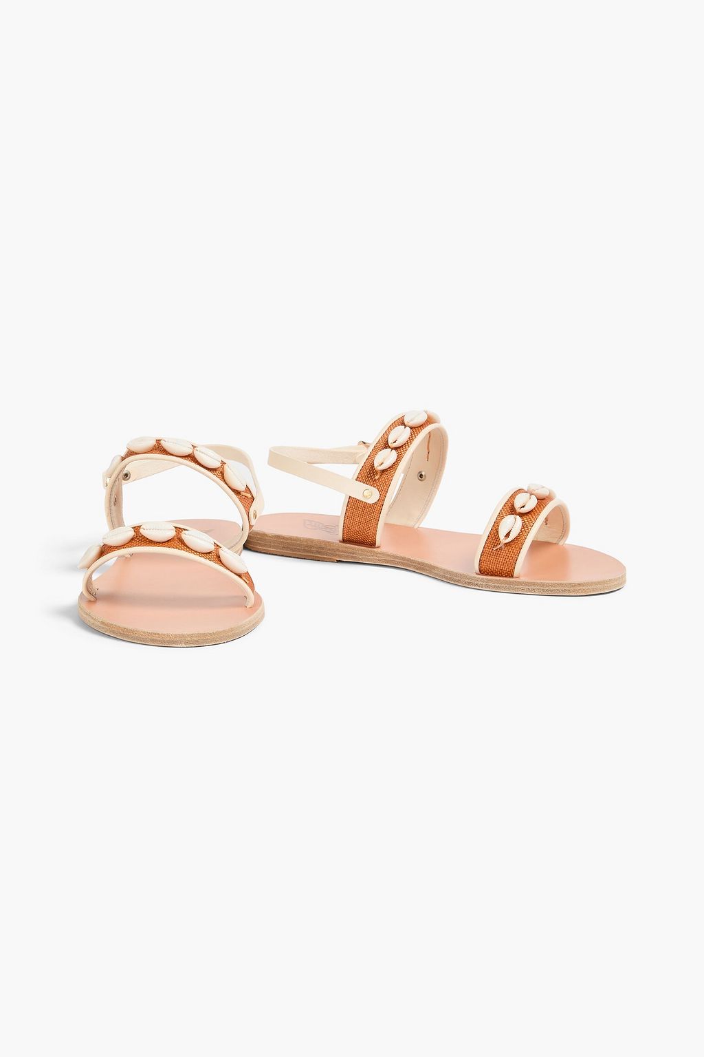 ANCIENT GREEK SANDALS Clio レザー&キャンバス サンダル シェル付き