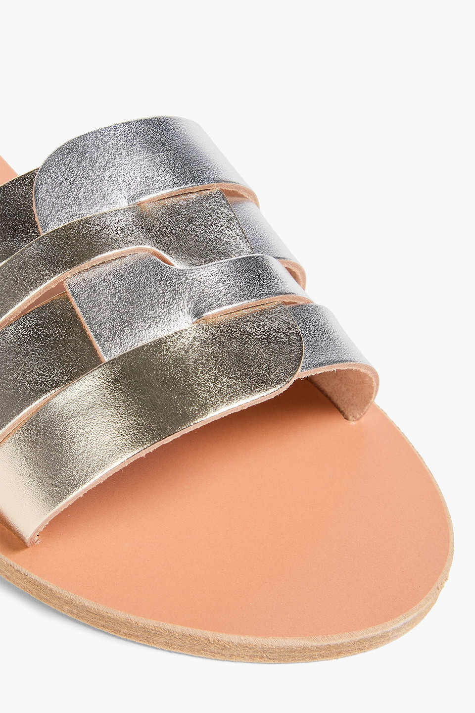 ANCIENT GREEK SANDALS FILENADA METALLIC LEATHER SLIDES