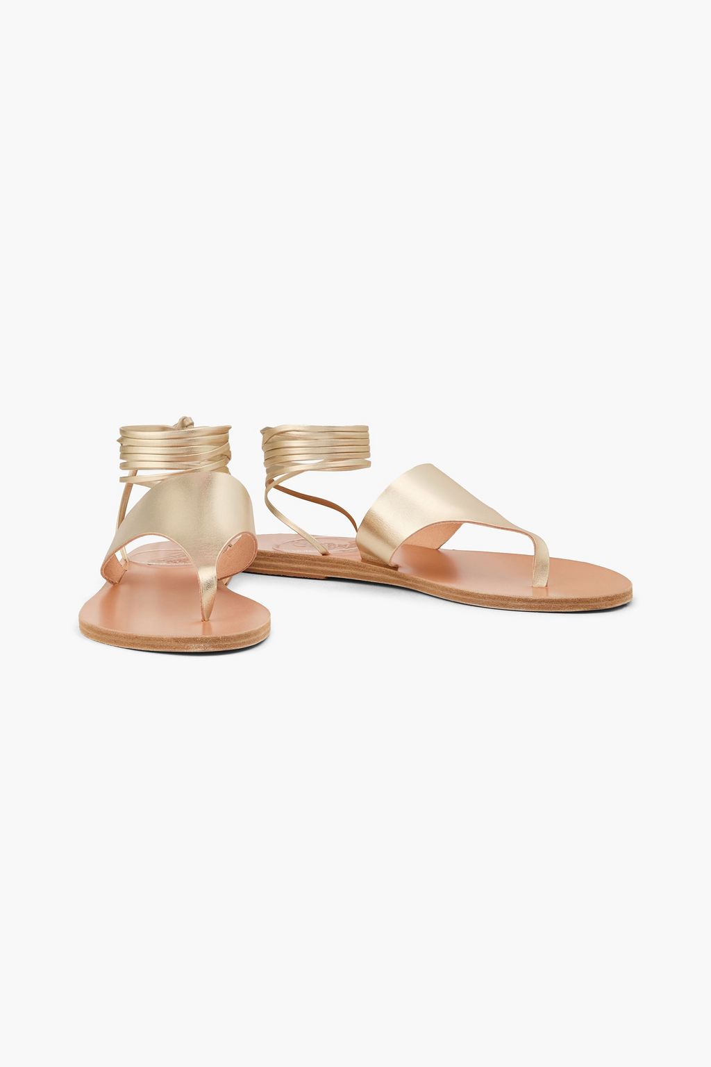 ANCIENT GREEK SANDALS صندل "نايشتا" من الجلد بلون معدني