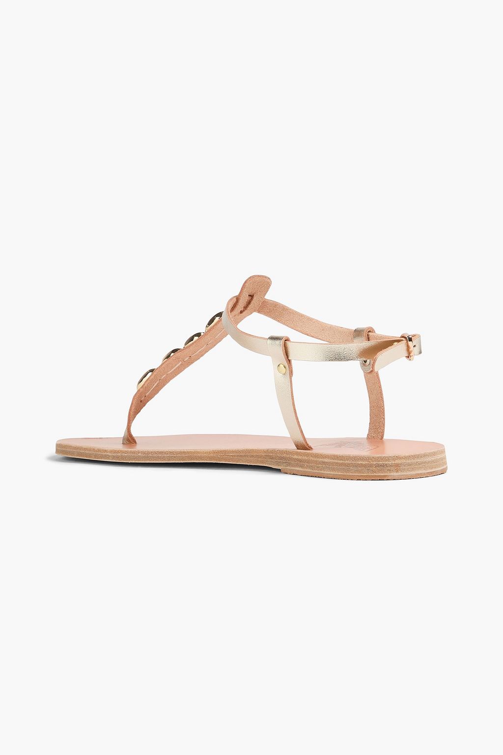 ANCIENT GREEK SANDALS صندل "ليتو" من الجلد بلون معدني مزين بالكريستال ومزود بحزام خلفي