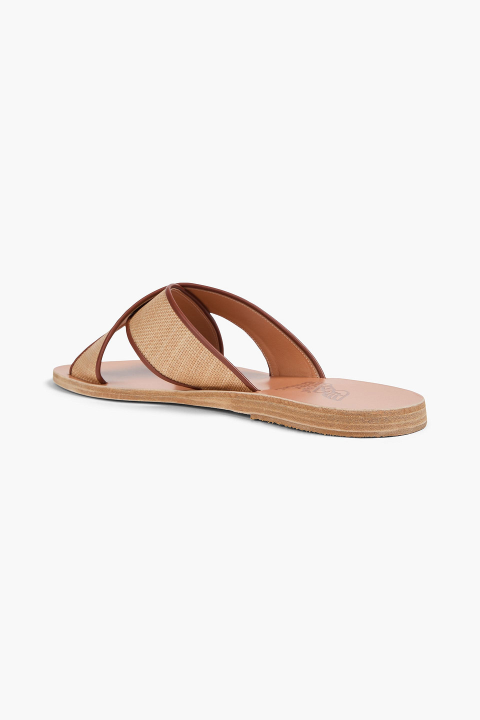 ANCIENT GREEK SANDALS THAIS LEATHER-TRIMMED RAFFIA SANDALS