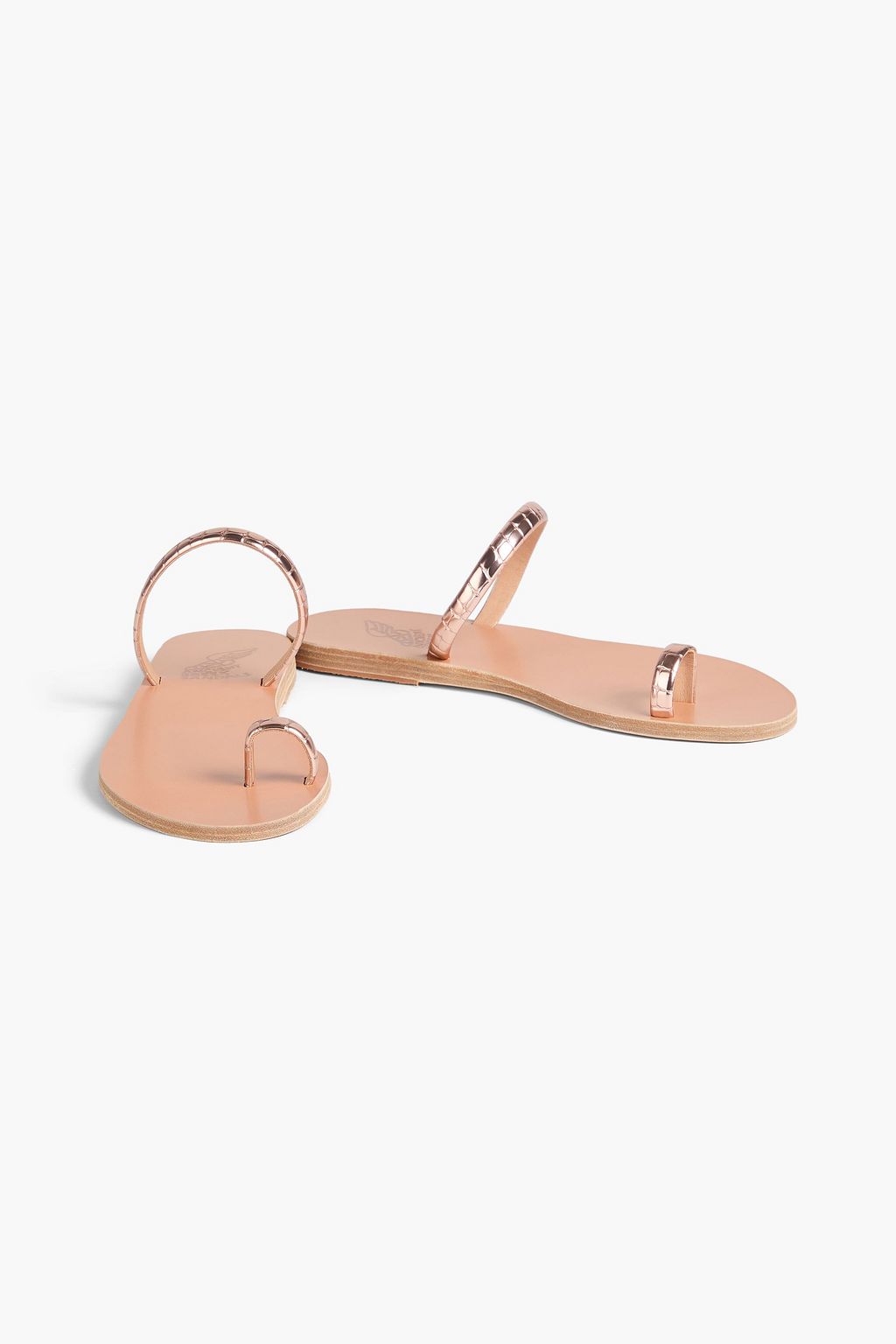 ANCIENT GREEK SANDALS Ophion クロコ風レザー サンダル メタリック