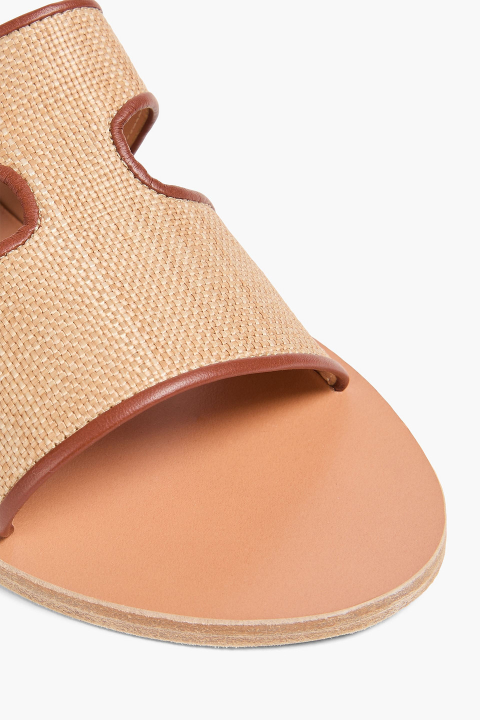 ANCIENT GREEK SANDALS APTEROS LEATHER-TRIMMED RAFFIA SANDALS
