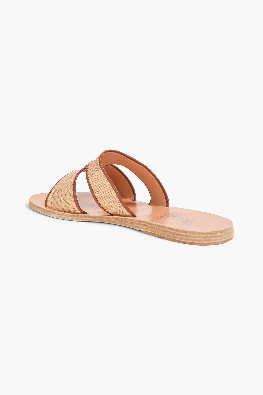 ANCIENT GREEK SANDALS صندل "أبتيروس" من نسيج الرافيا بحواف من الجلد