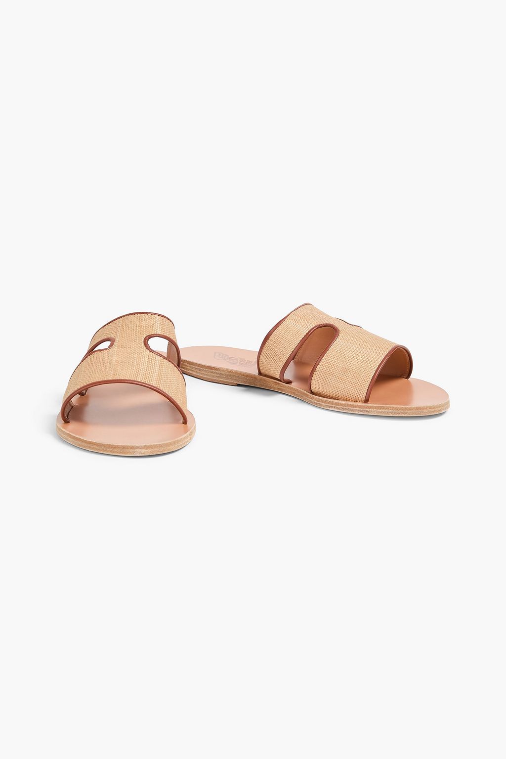 ANCIENT GREEK SANDALS صندل "أبتيروس" من نسيج الرافيا بحواف من الجلد