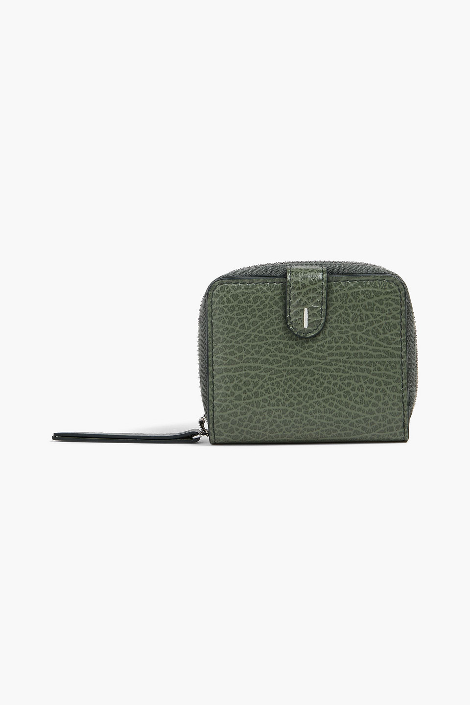 Maison Margiela Pebbled-leather Wallet In Army Green