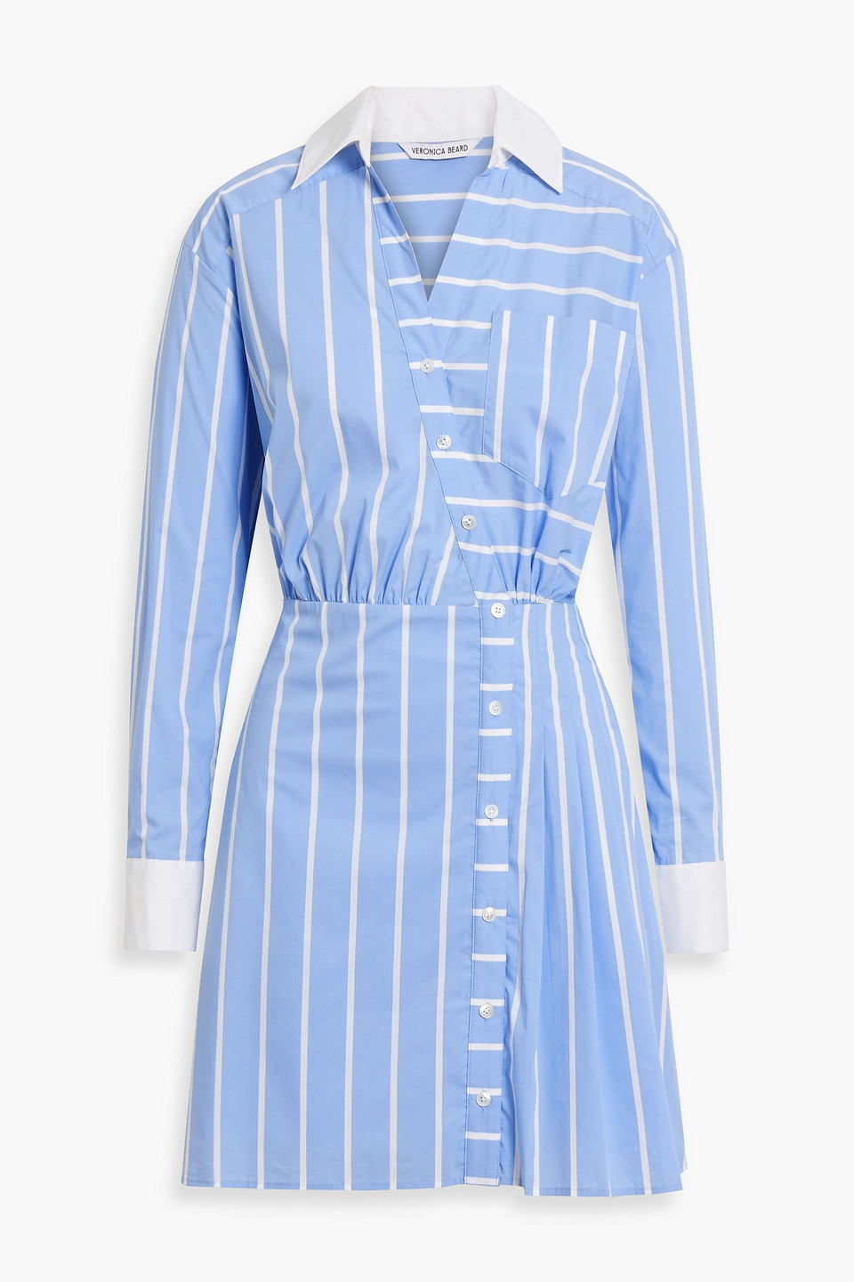 Poppe wrap-effect striped cotton-blend poplin mini shirt dress