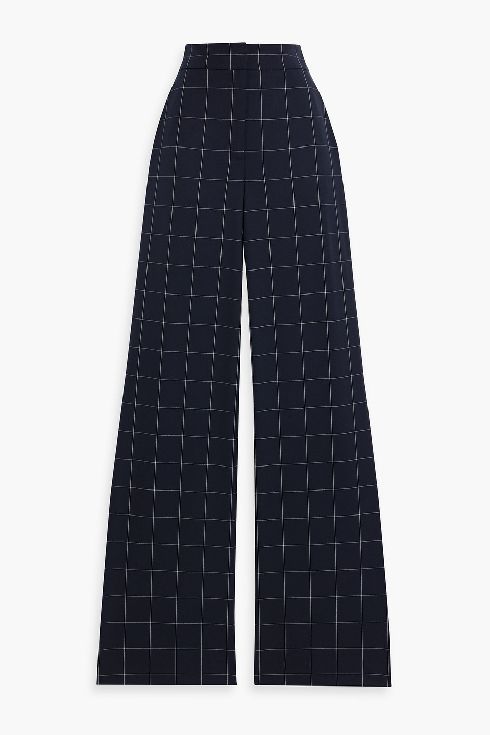 Veronica Beard Tonelli Checked Crepe Wide-leg Pants In Navy