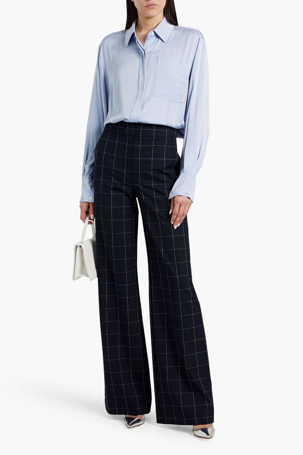 VERONICA BEARD Tonelli checked crepe wide-leg pants