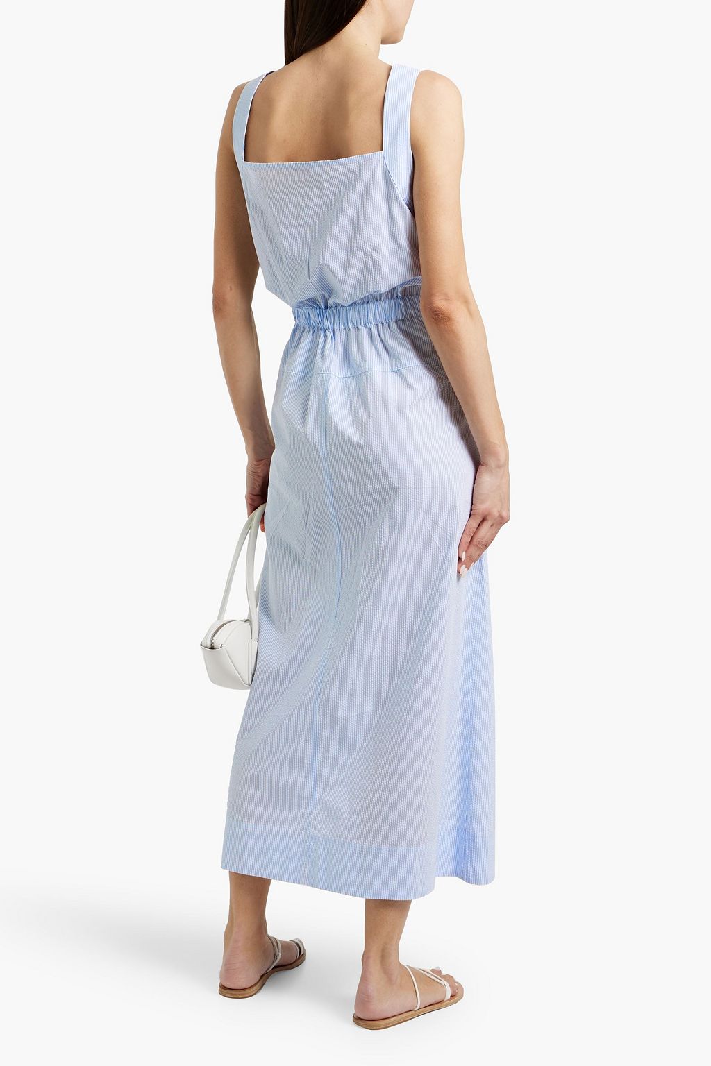 MAX MARA Paniflo striped cotton-seersucker midi dress