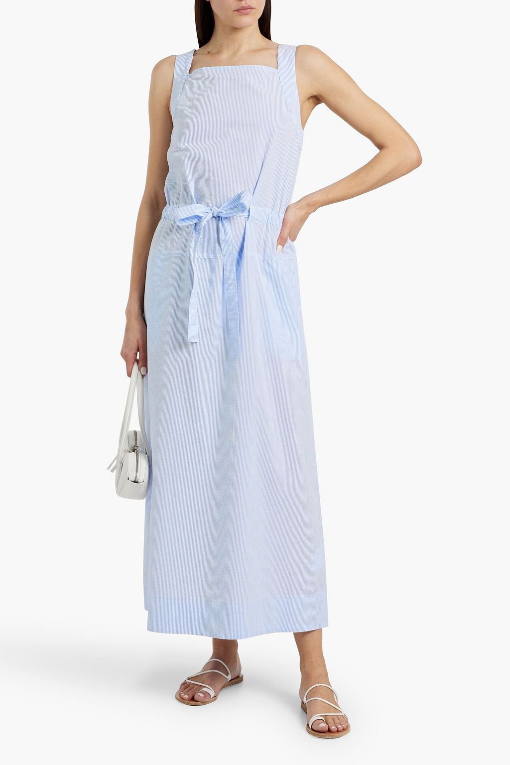 MAX MARA Paniflo striped cotton-seersucker midi dress