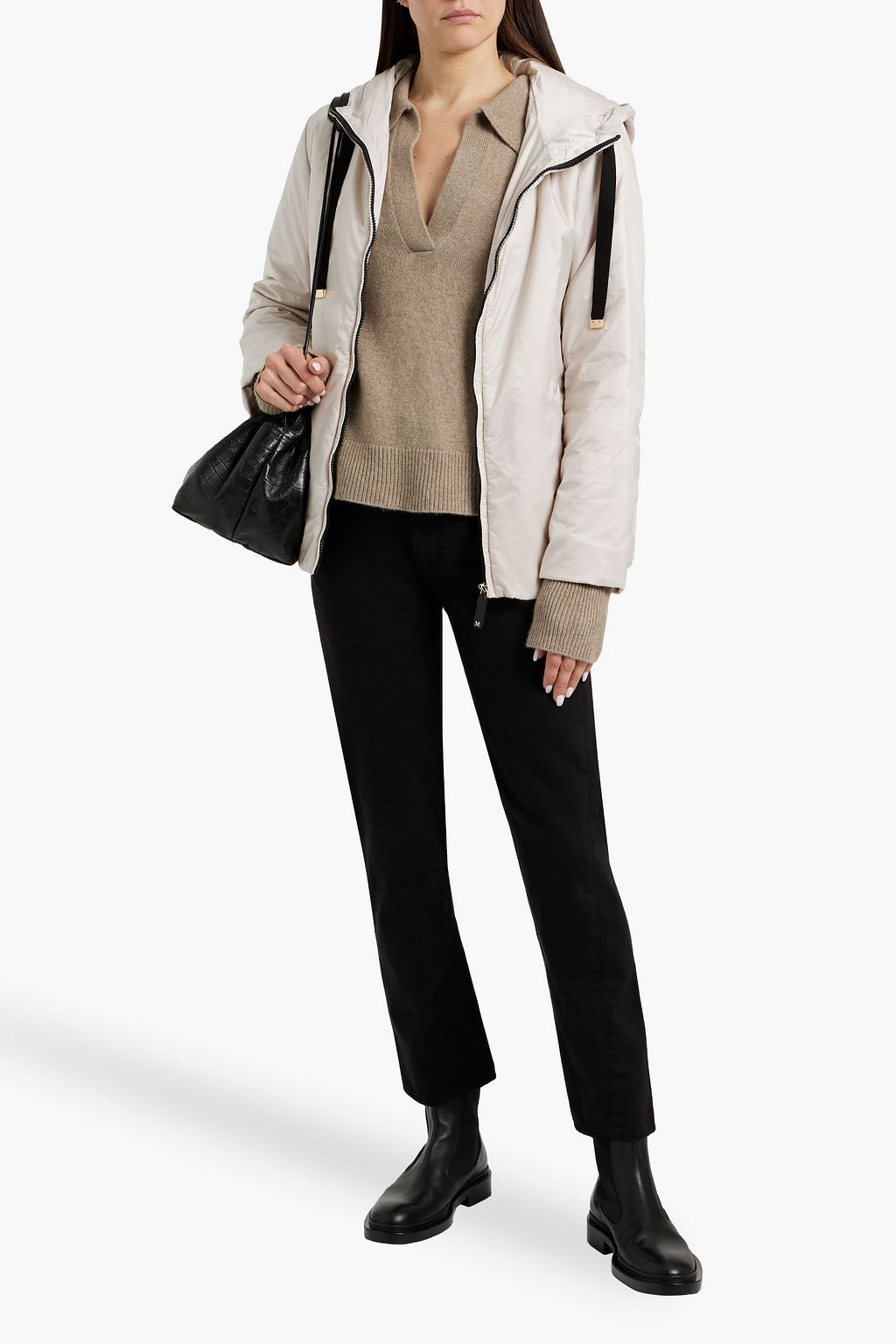 MAX MARA THE CUBE Greenh padded shell hooded jacket