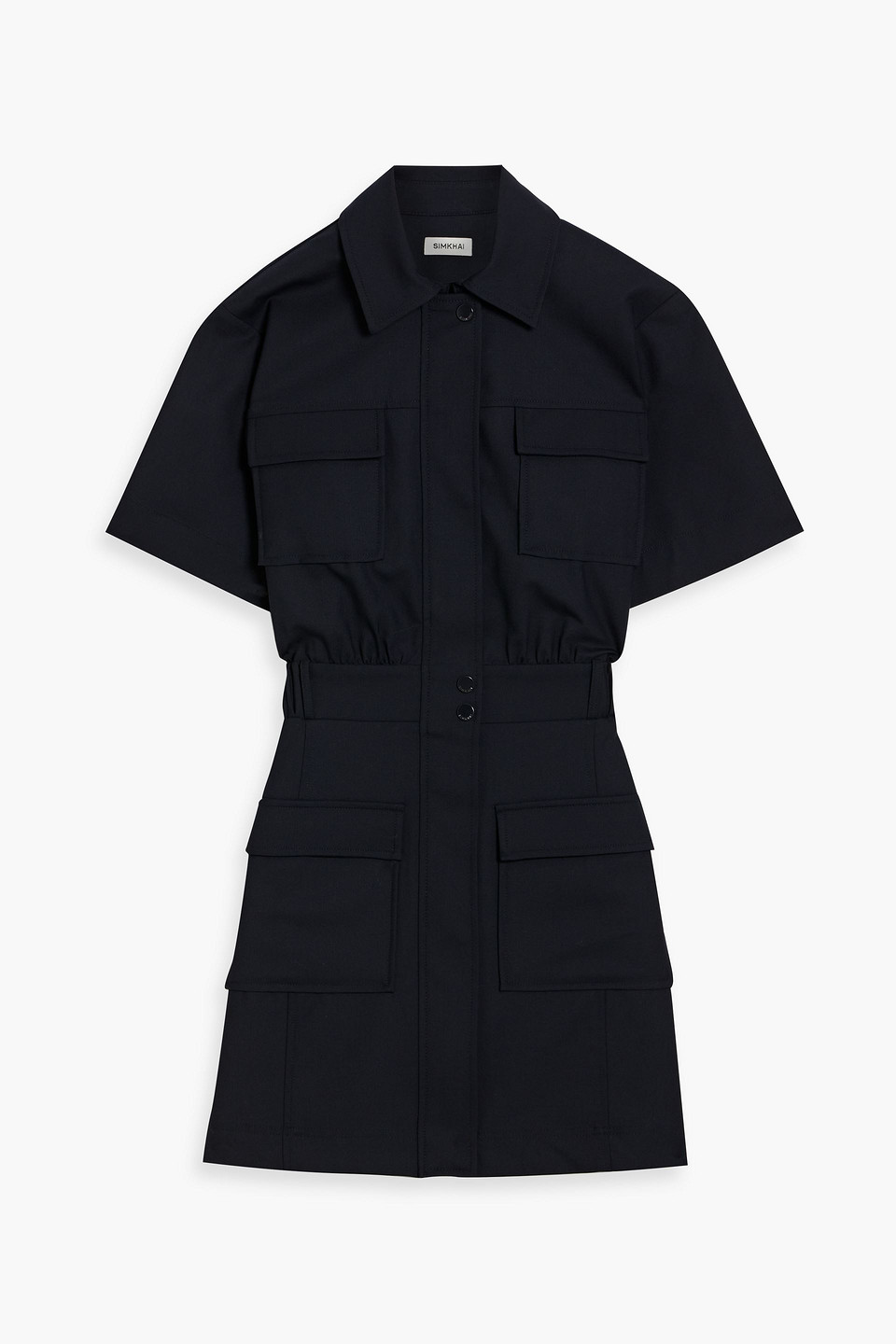 Simkhai Crissy Wool-blend Twill Mini Shirt Dress In Black
