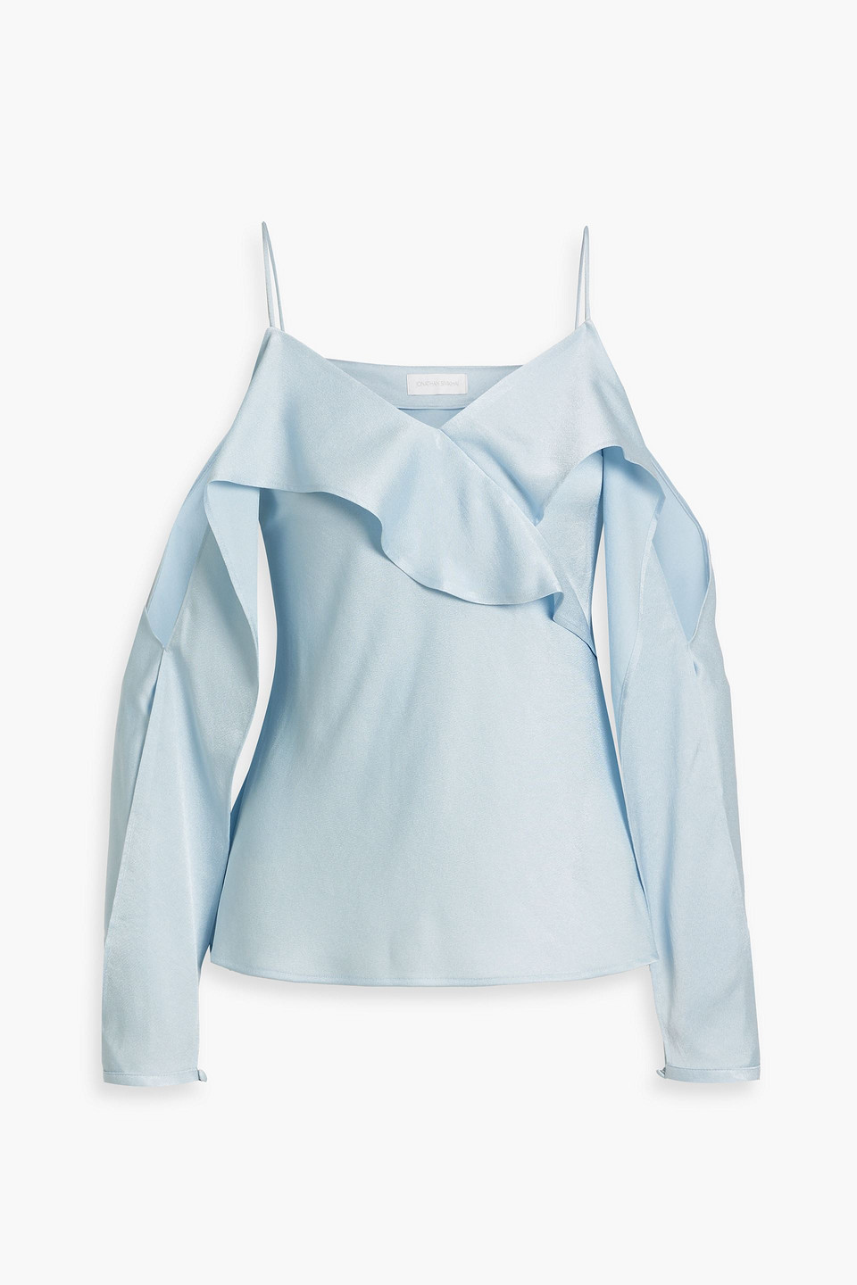 Simkhai Diane Cold-shoulder Ruffled Satin-crepe Top