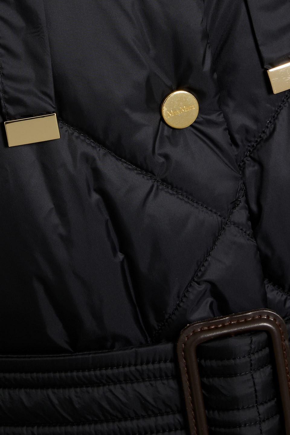 Max Mara Trepa Quilted Shell Hooded Coat In Black