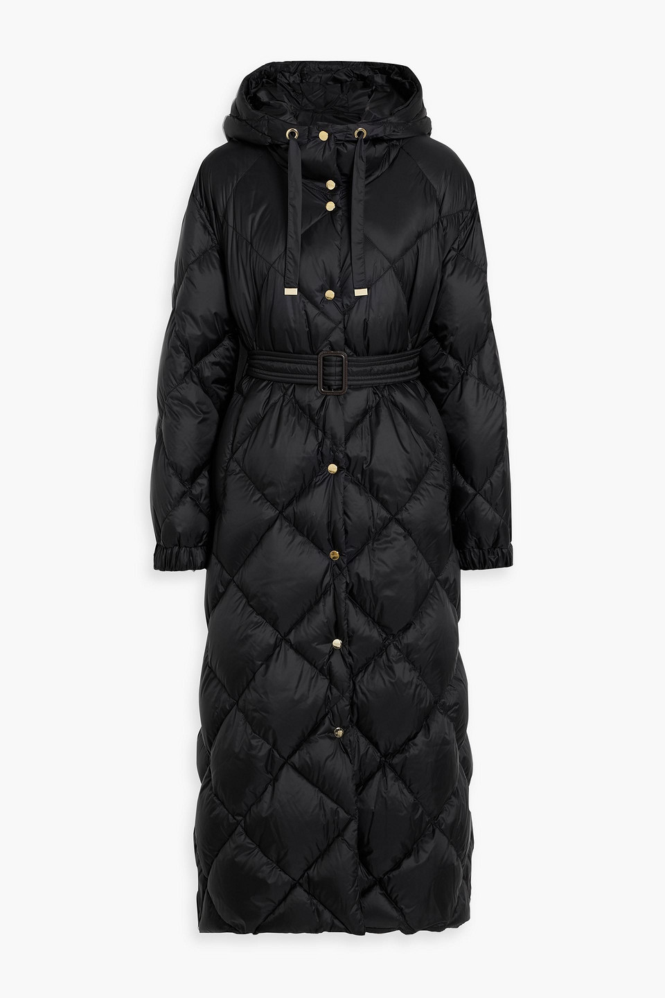 Max Mara Trepa Quilted Shell Hooded Coat In Black