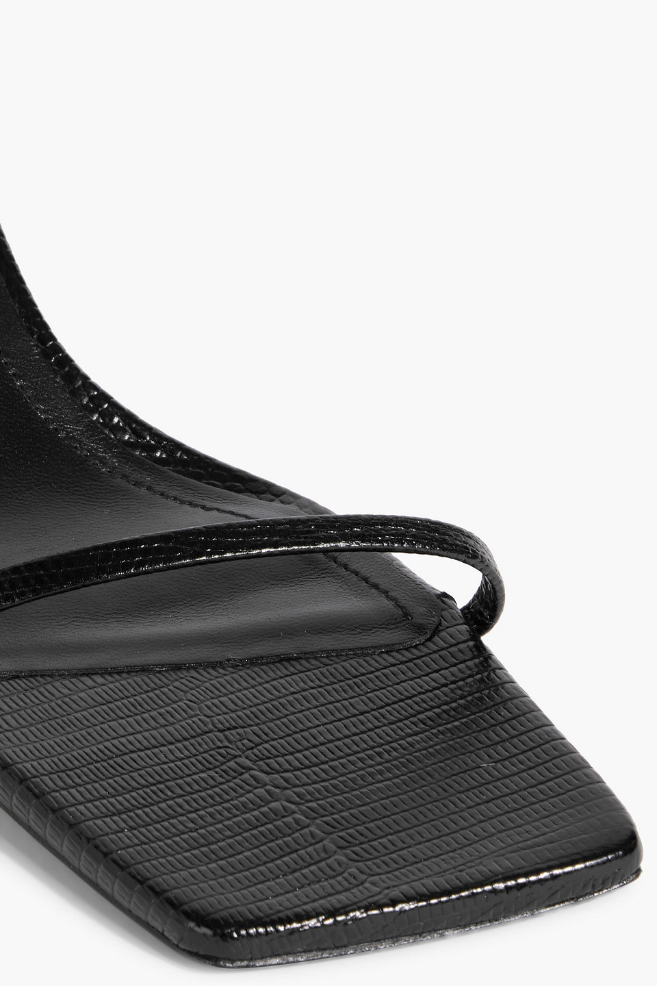 Totême The Strappy Lizard-effect Leather Sandals In Black