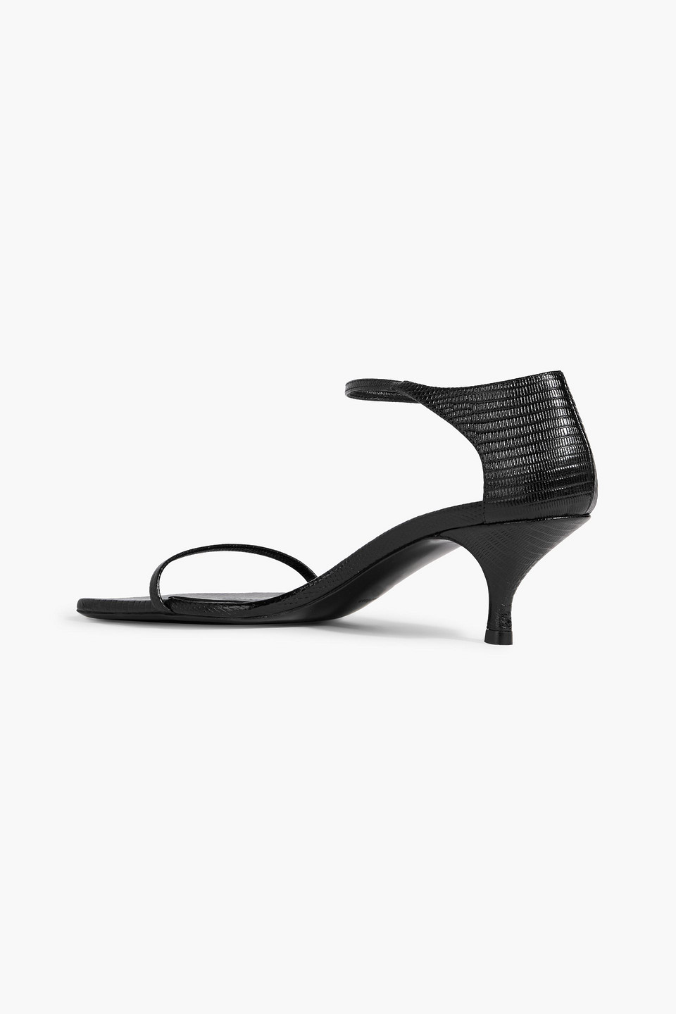 Totême The Strappy Lizard-effect Leather Sandals In Black