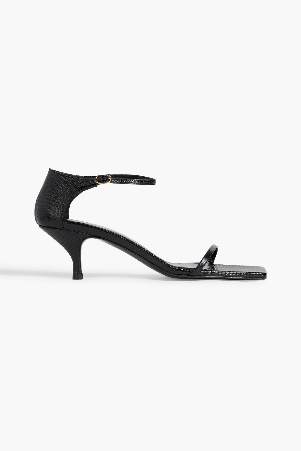 Totême The Strappy Lizard-effect Leather Sandals In Black