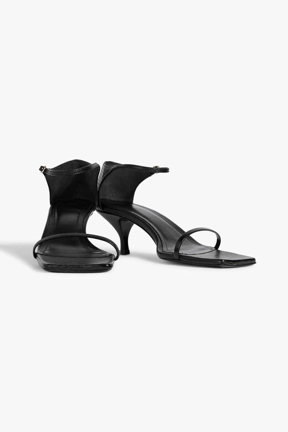 Totême The Strappy Lizard-effect Leather Sandals In Black