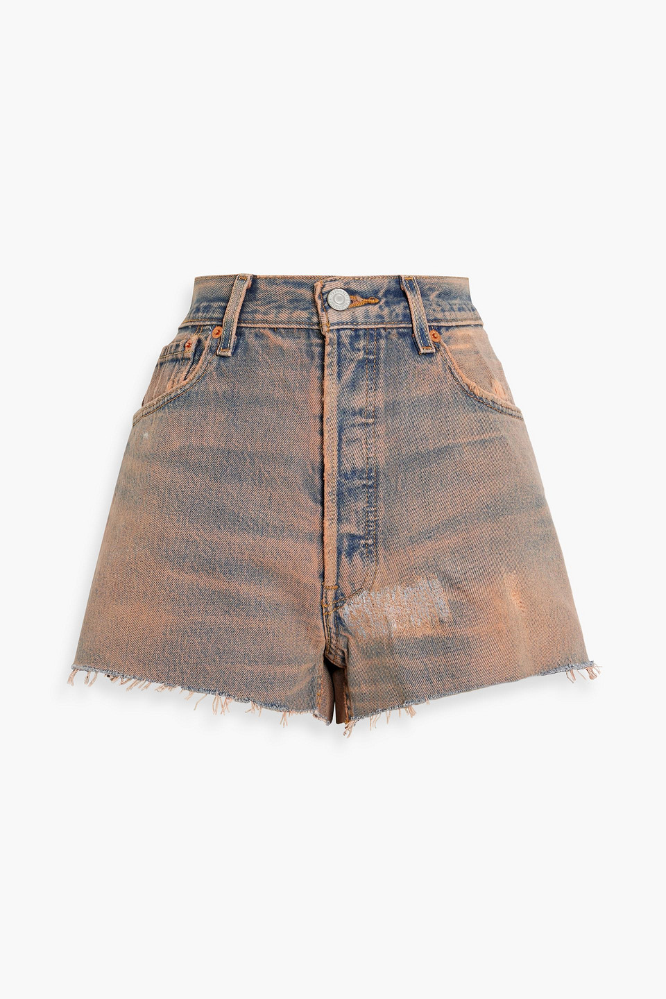 Levi's Distressed Denim Shorts In Peach