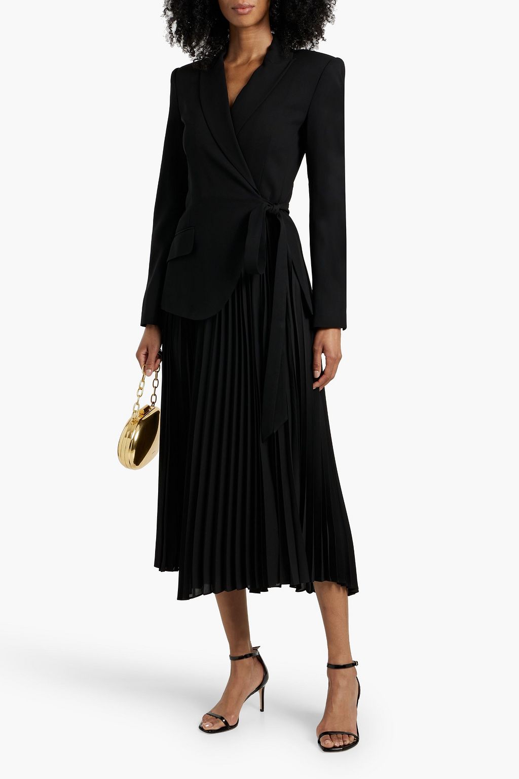 SIMKHAI Ambretta pleated crepe and chiffon midi wrap dress