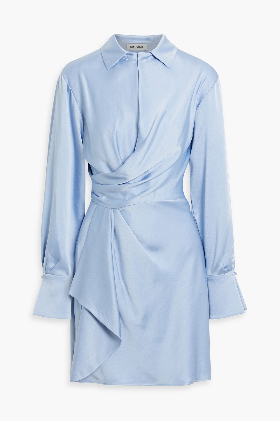 Simkhai Talit Draped Satin-crepe Mini Dress In Light Blue