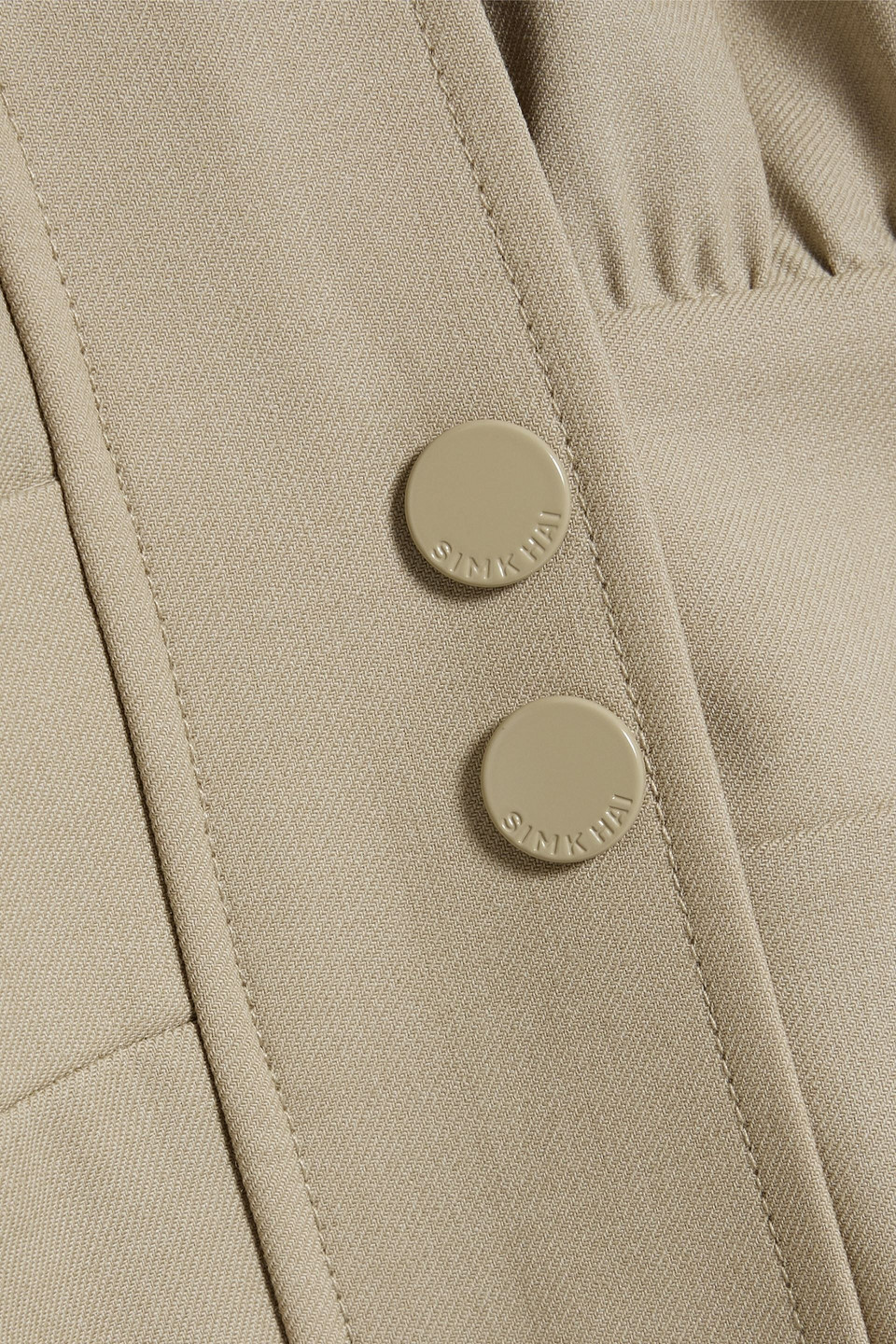 Shop Simkhai Crissy Wool-blend Twill Mini Shirt Dress In Beige