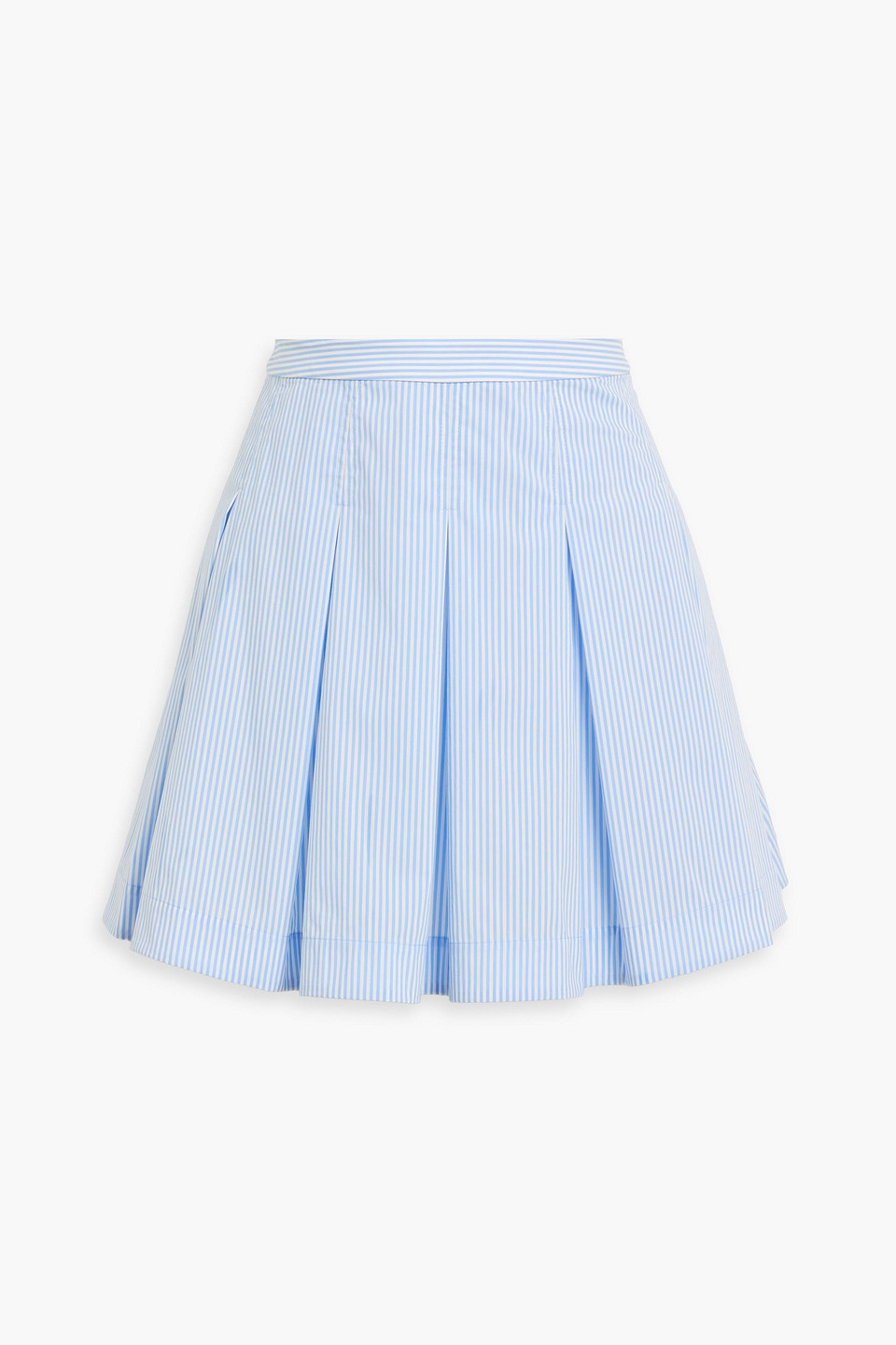 Simkhai Cal Pleated Striped Cotton-blend Poplin Mini Skirt In Light Blue