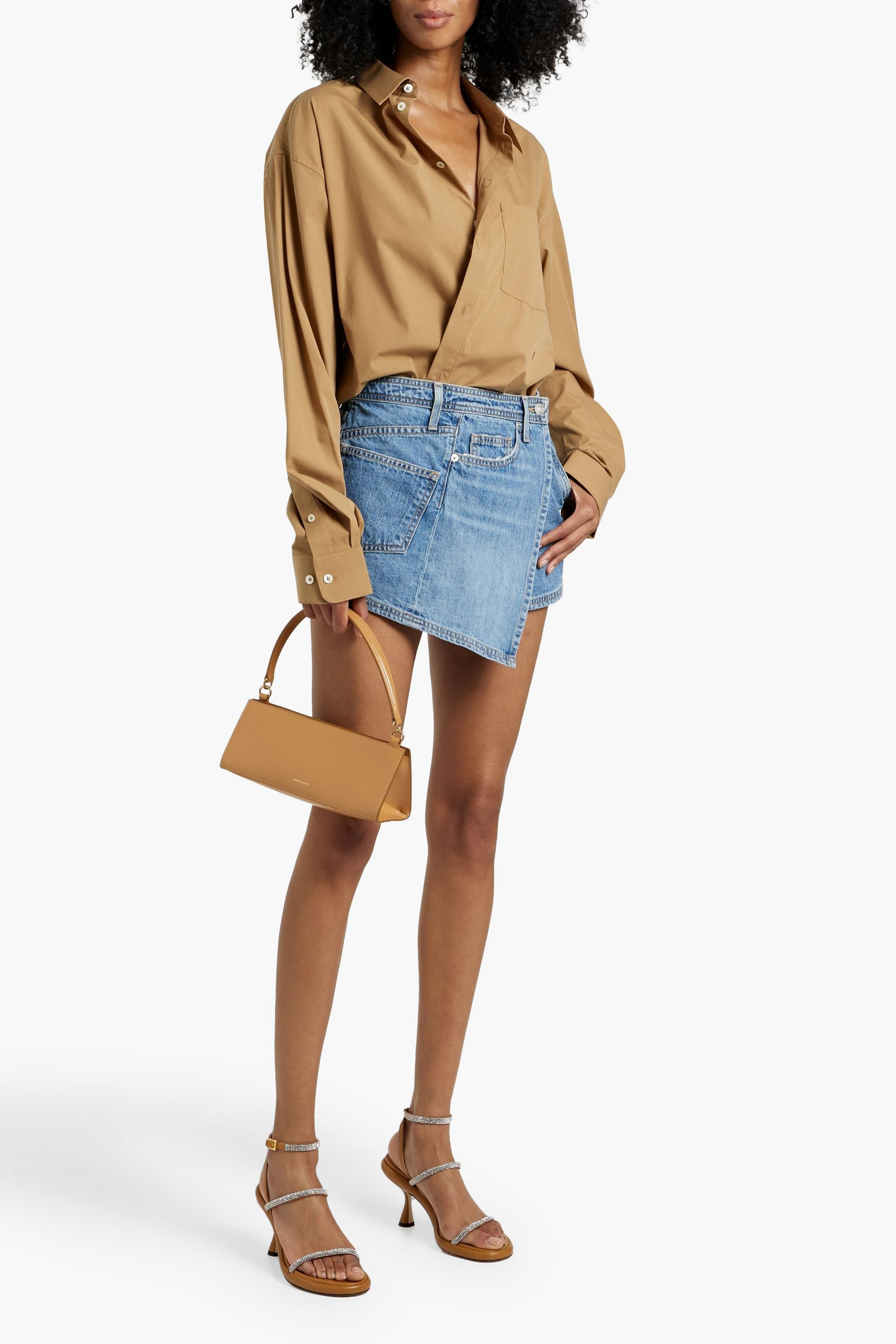 SIMKHAI Molly skirt-effect denim shorts