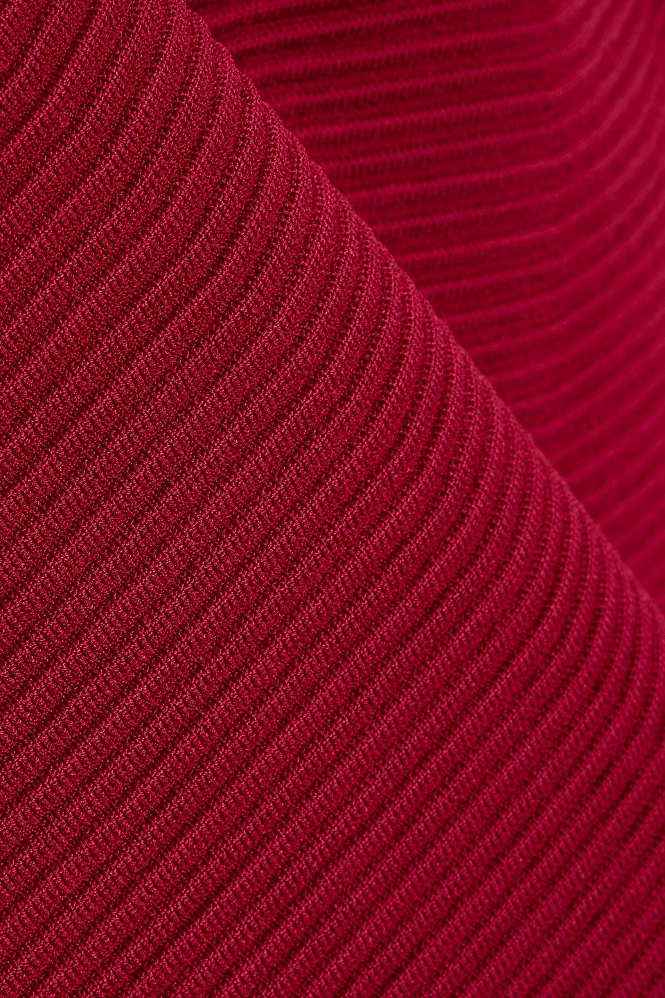 Shop Simkhai Jennifer Ribbed-knit Midi Skirt In Crimson