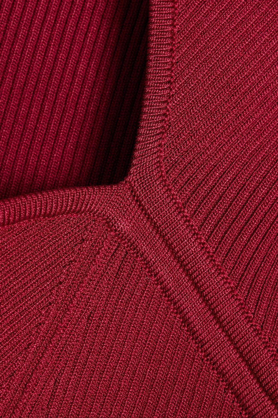 Shop Simkhai Barbara Ribbed-knit Bodysuit In Crimson