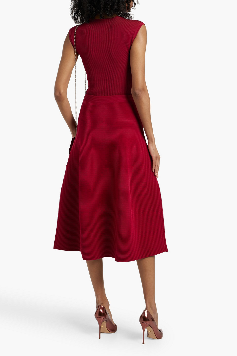 Shop Simkhai Barbara Ribbed-knit Bodysuit In Crimson