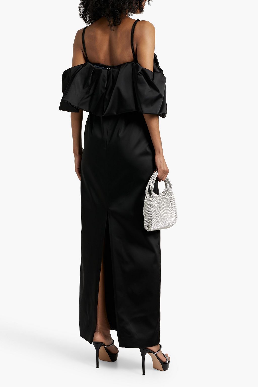 SIMKHAI Dorina cold-shoulder ruffled taffeta maxi dress