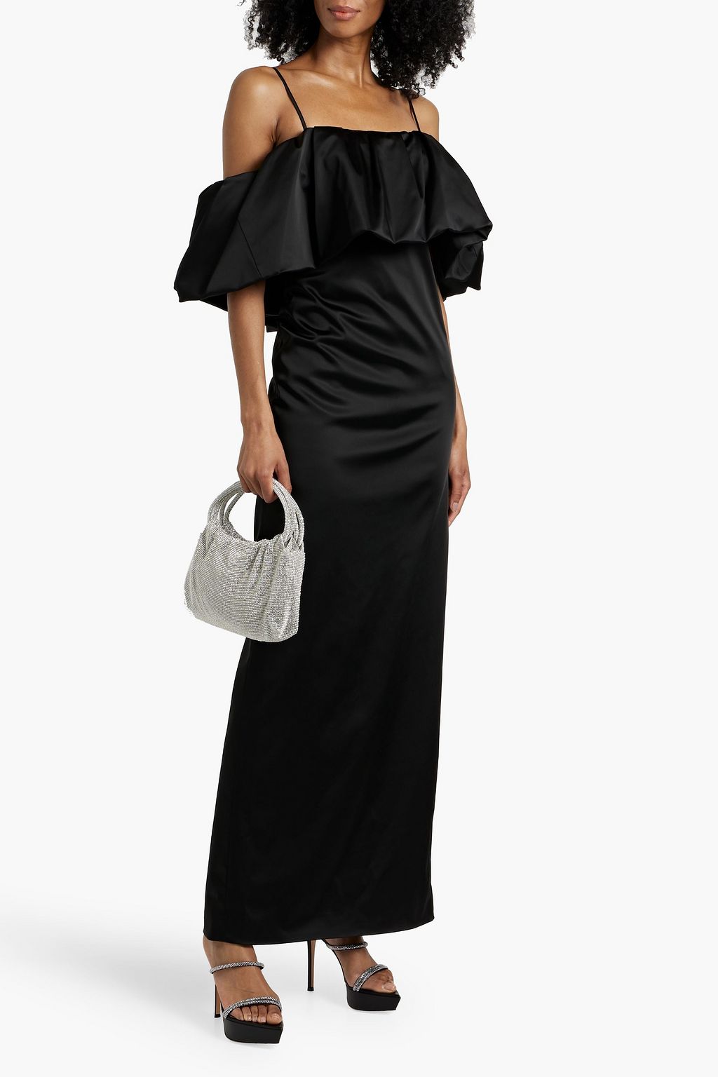 SIMKHAI Dorina cold-shoulder ruffled taffeta maxi dress