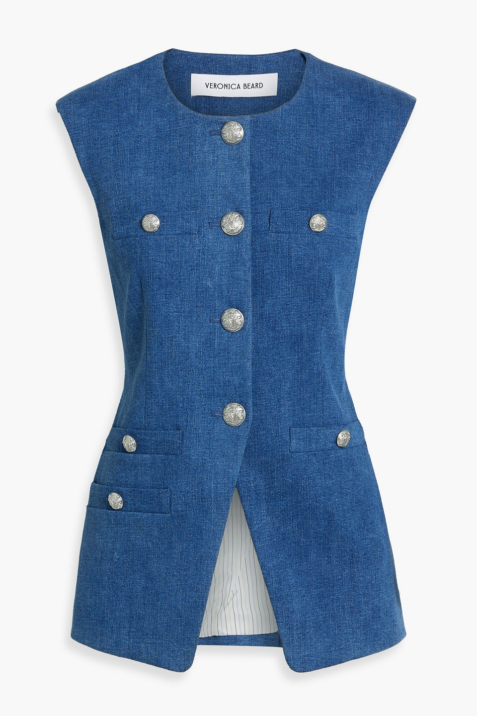 Veronica Beard Tamara Denim Vest In Mid Denim