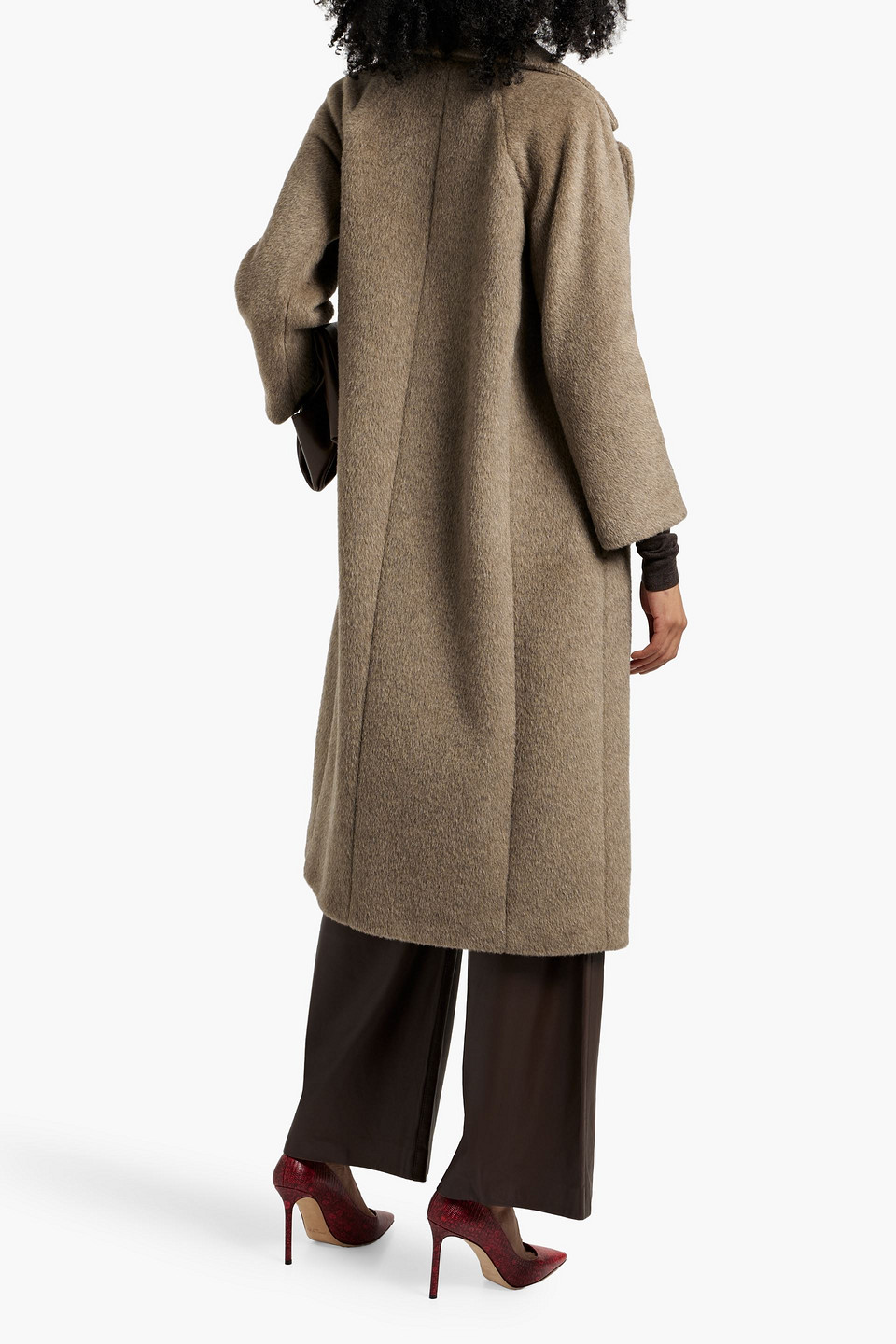 Max Mara Zucchero Brushed Wool-blend Coat In Brown