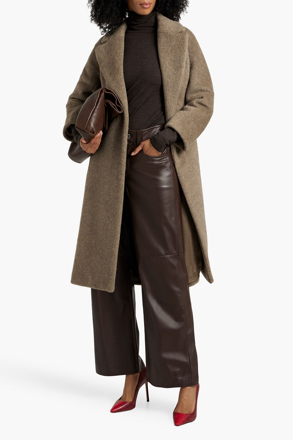 Max Mara Zucchero Brushed Wool-blend Coat In Brown