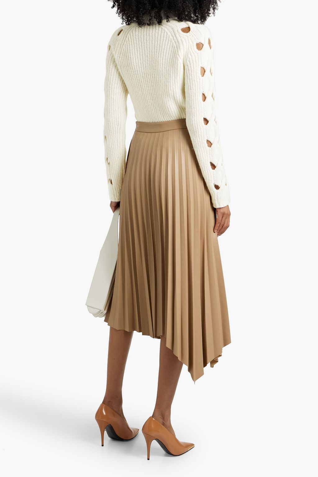 SIMKHAI Montrose cutout ribbed and cable-knit turtleneck sweater