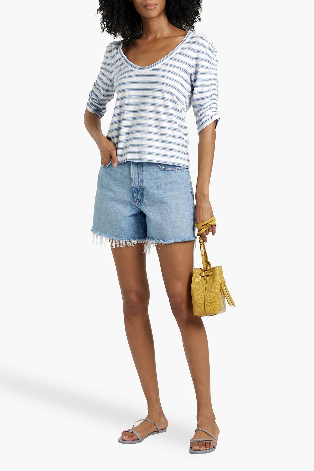 VERONICA BEARD Netto striped Pima cotton-jersey T-shirt