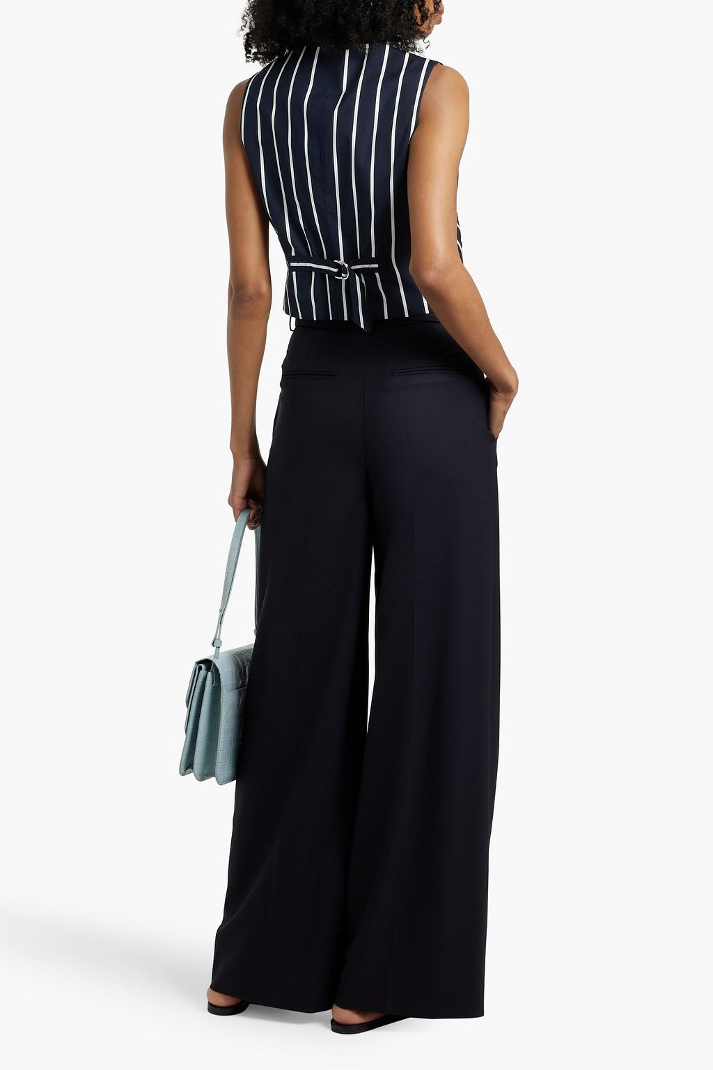 VERONICA BEARD Bennet striped cotton-blend vest