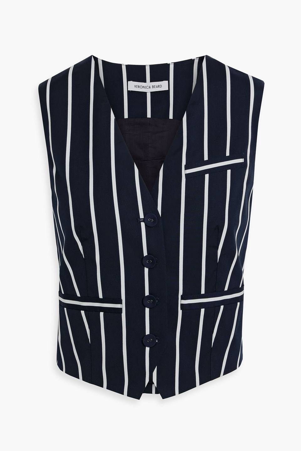 Veronica Beard Bennet Striped Cotton-blend Vest In Navy
