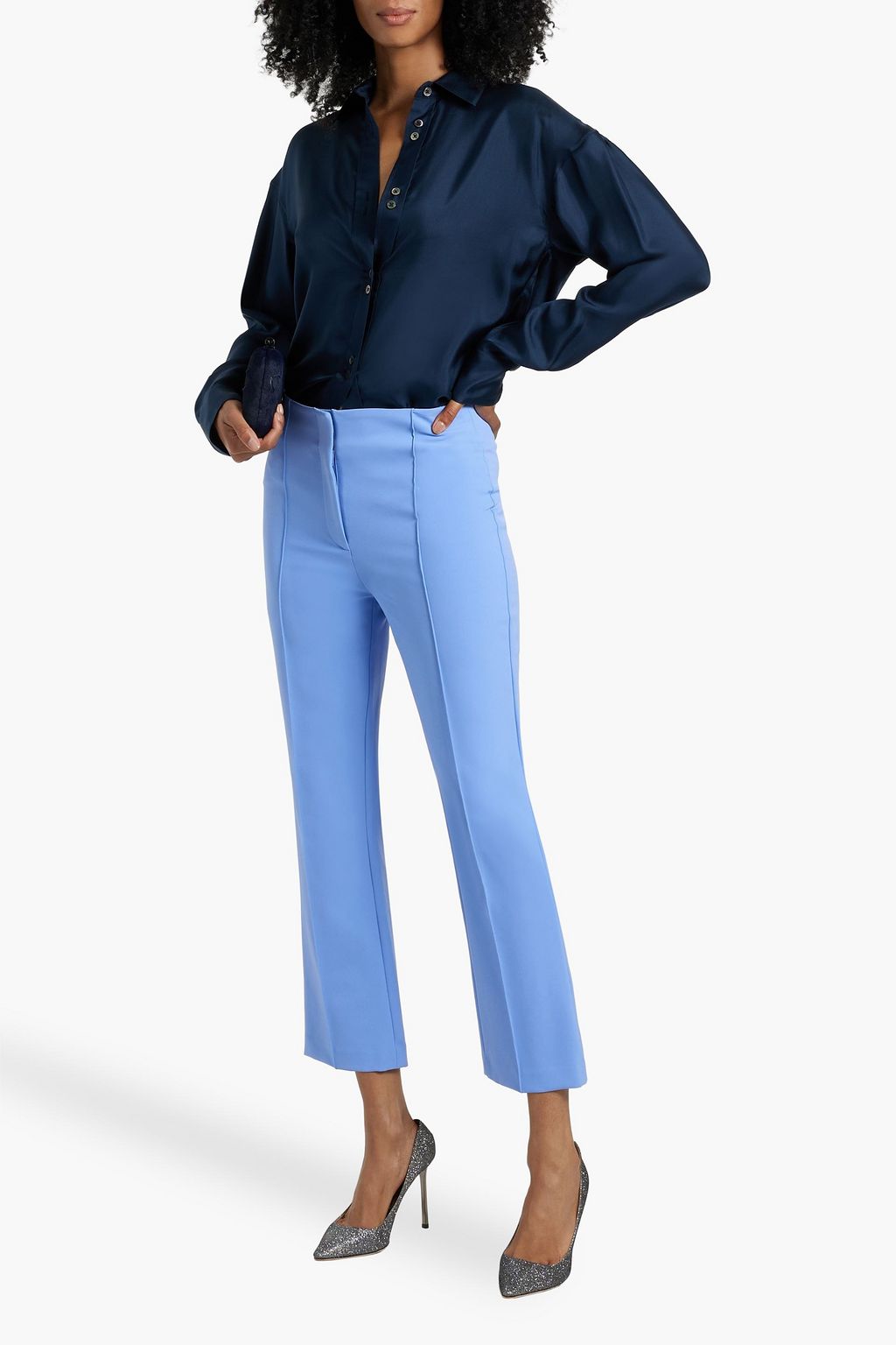 VERONICA BEARD Jaya cropped stretch-crepe slim-leg pants