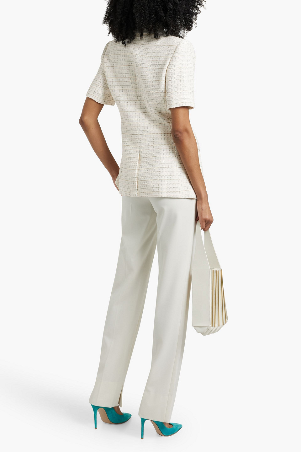 Veronica Beard Atwood Short Sleeve Cotton Dickey Jacket In Neutral